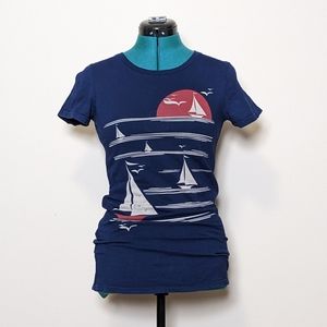Navy T-shirt with Sailboat Print